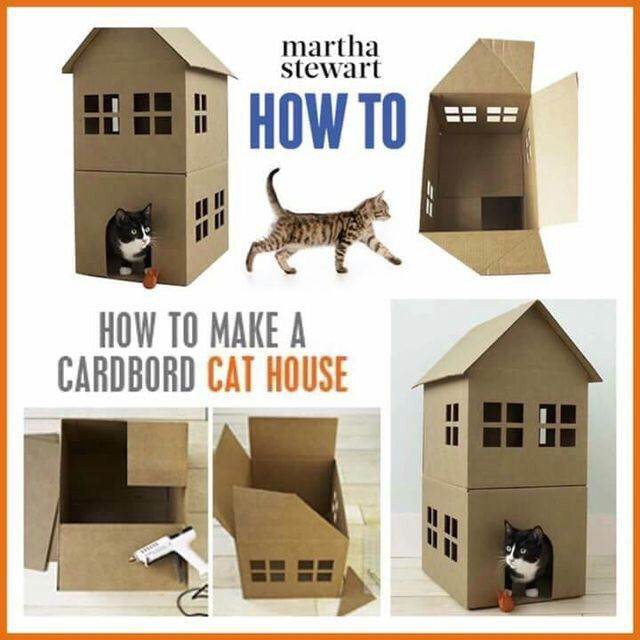 Домик для кошки своими руками из картонной коробки — пошаговая инструкция