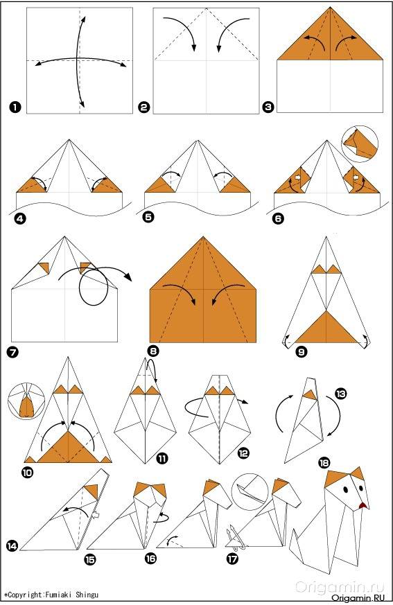 Оригами собака кусака и оригами щенок: пошаговые схемы, видео